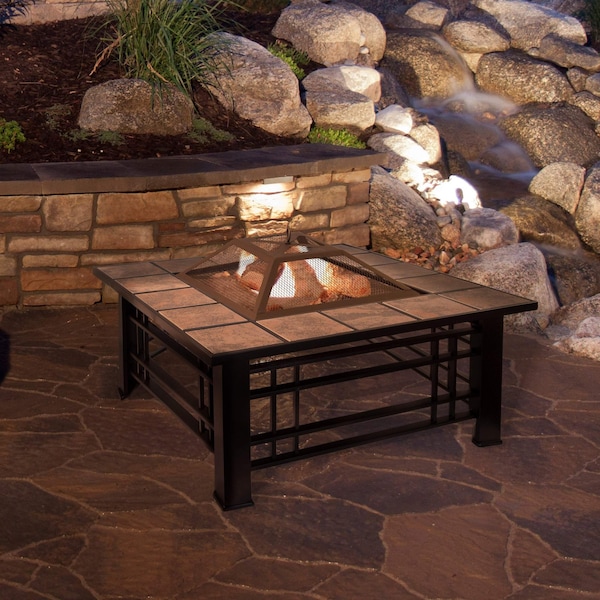 Pure Garden 32-Inch Outdoor Wood Burning Firepit/Fireplace with Steel Bowl 50-FP187 - main